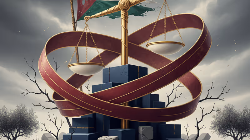 서안지구 파괴된 주택 잔해 옆에 세워진 팔레스타인 국기