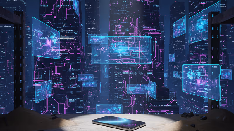 출시가 지연되고 있는 스마트폰의 실루엣과 의문을 상징하는 물음표