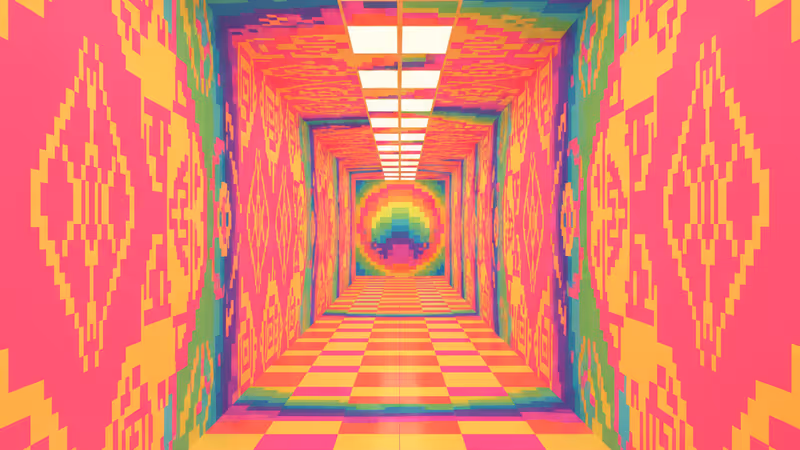 사람이 없는 텅 빈 실내 놀이터의 기묘한 전경