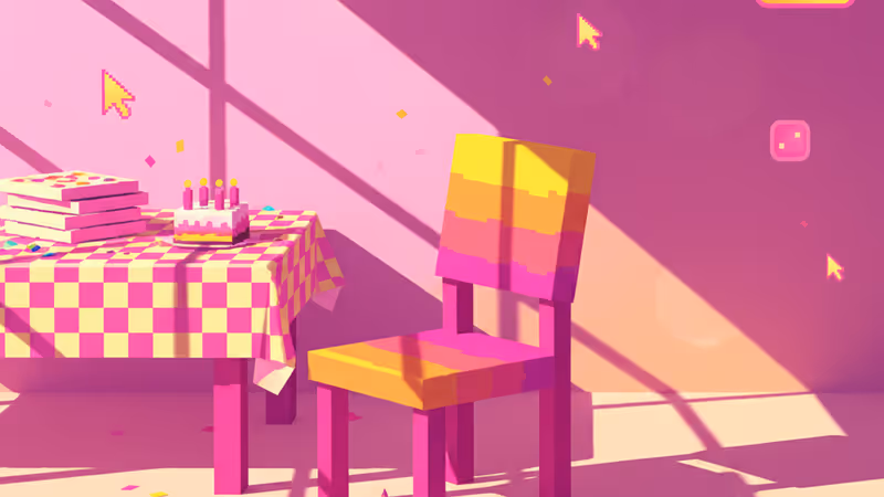 어두운 방 안 테이블 위에 홀로 놓인 생일 케이크