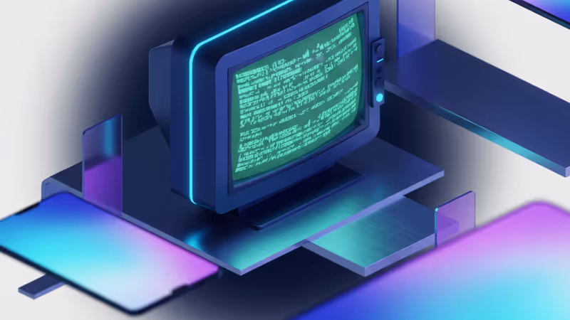 A vintage computer monitor displaying text-based listings