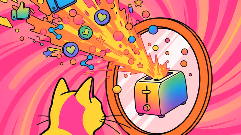 레딧의 기묘한 이미지를 상징하는 초현실적인 거울 반사 오브제