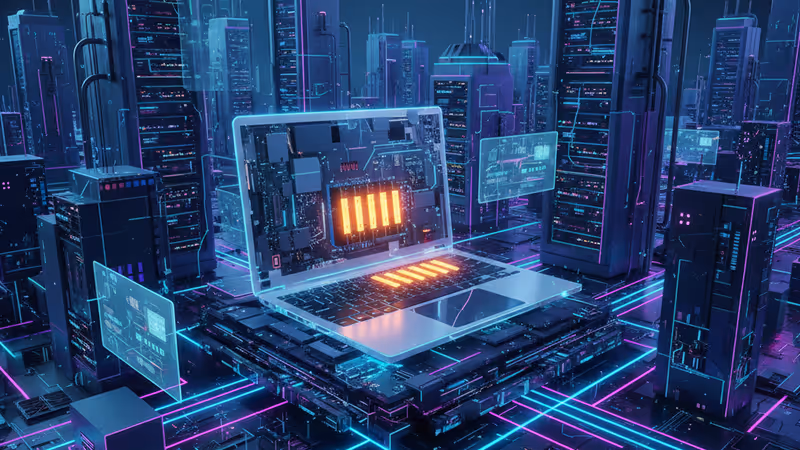 가격 상승 경고가 표시된 노트북 내부 메모리 칩 이미지