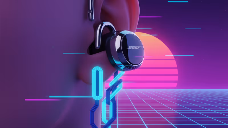 展示時尚耳夾式設計的開放式耳機細節