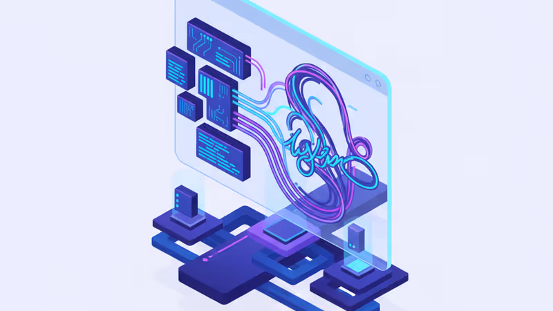 AI 코드가 자연스러운 필기체로 변하는 디지털 인터페이스 화면