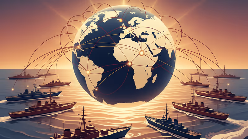 케이프타운 연안에서 훈련 중인 브릭스 국가들의 함대