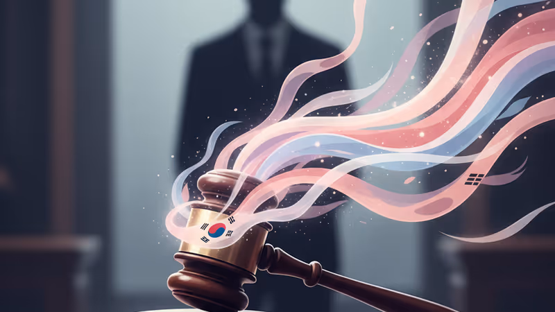 법원 의사봉과 어두운 배경의 법조계 이미지