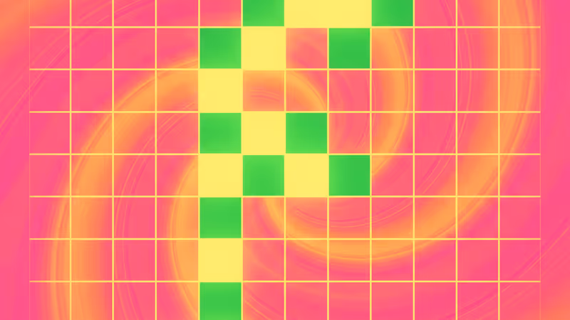 워들 게임의 초록색과 노란색 타일이 배열된 모습
