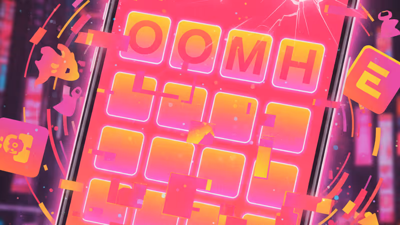 Smartphone screen showing the Wordle answer OOMPH in green