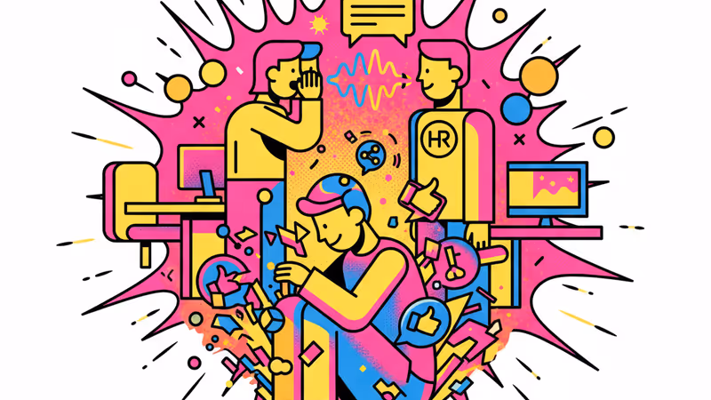 사무실에서 통화 중인 직원과 이를 지켜보는 동료의 갈등 상황