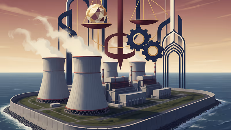 新潟県の海岸沿いに位置する柏崎刈羽原子力発電所の全景