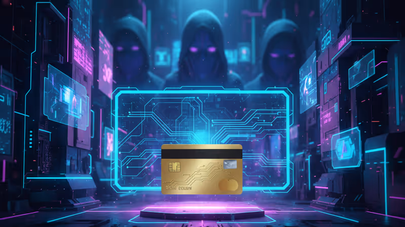 황금 자물쇠와 결제 시스템이 결합된 AI 보안 이미지