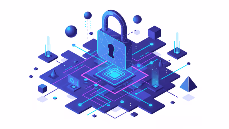 소셜 미디어 네트워크 맵 위에 떠 있는 파란색 디지털 자물쇠