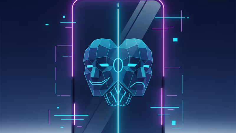 二面性を持つAIのイメージとxAIのロゴ