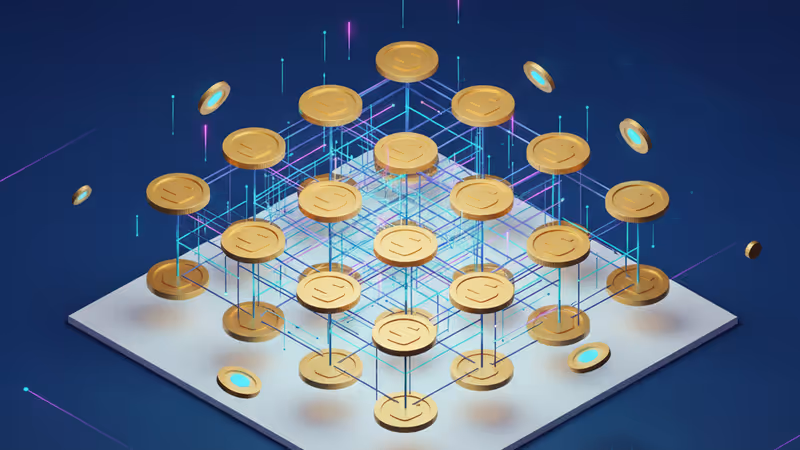 數位數據流轉化為金幣的沙漏，象徵 AI 產業的巨額融資。 