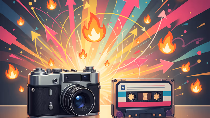 復古隨身聽與磁碟片的懷舊物品拼貼