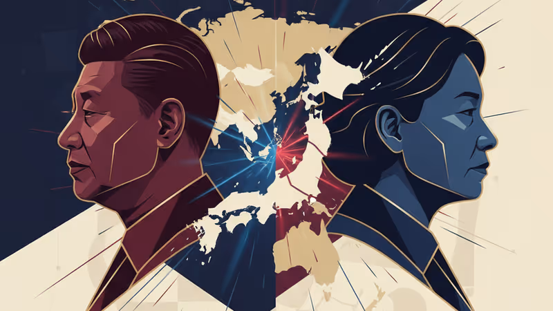 Sanae Takaichi and Xi Jinping in a conceptual political standoff.