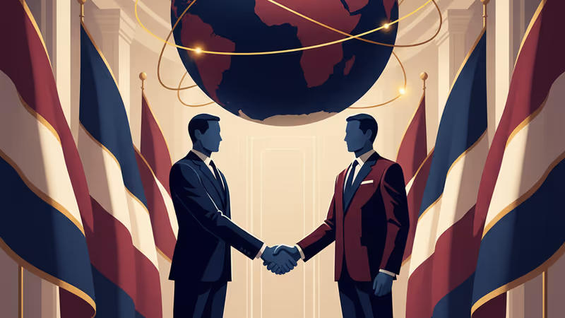 베이징 인민대회당에서 마주 서 있는 이재명 대통령과 시진핑 주석