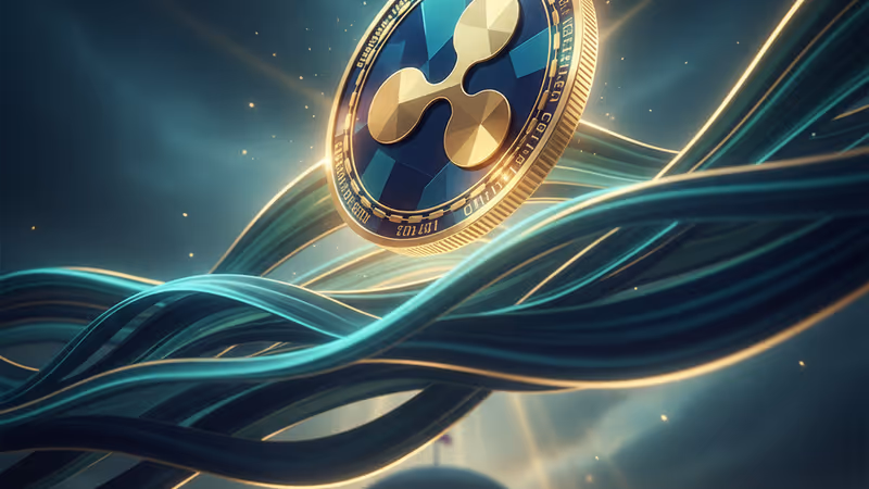 在上升綠色柱狀圖背景下的瑞波幣金屬硬幣