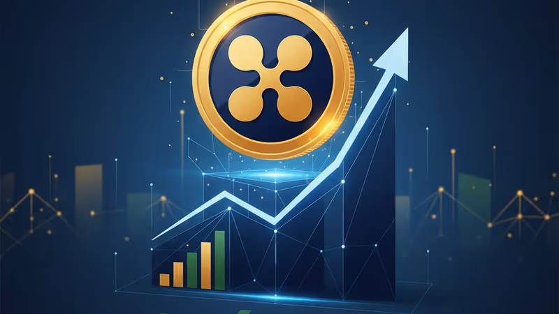 象徵 XRP 突破 2.12 美元價格上漲的數位科技圖像