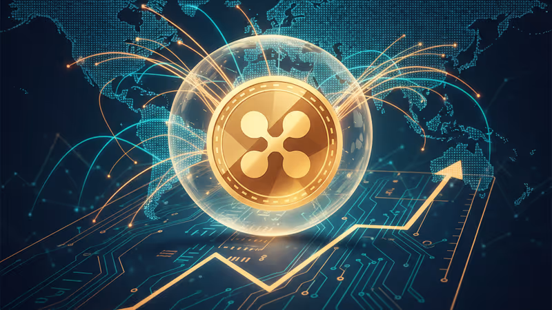 XRPのロゴと価格チャートが描かれたデジタル背景