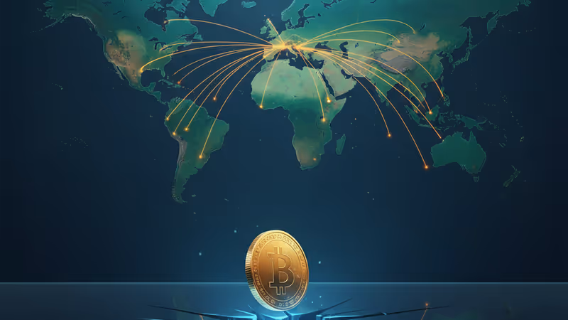 Cryptocurrency price drop visualization with broken support line