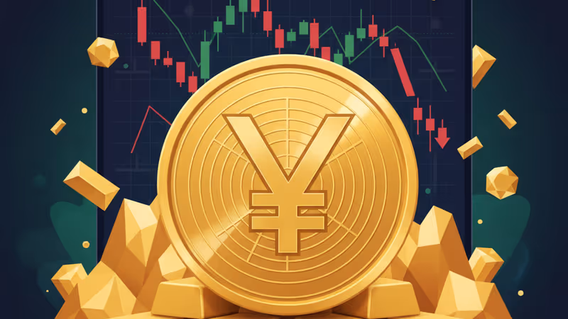 下落する円相場と日本銀行本店の外観