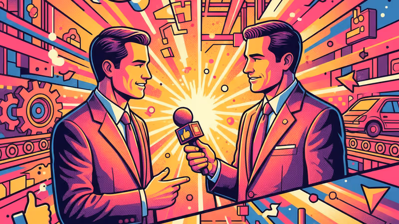 President Trump and CBS anchor during an interview at a Ford factory