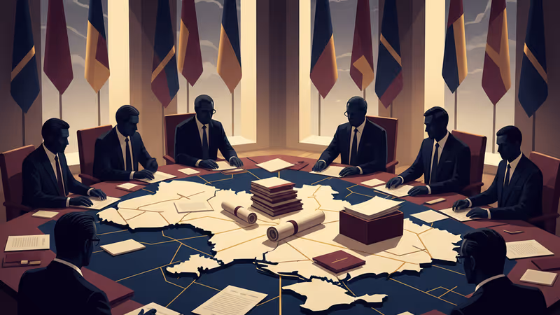 澤倫斯基與川普針對烏克蘭和平計畫進行會談的意象圖